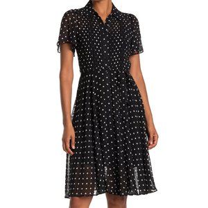 NWT Nanette Lepore Polka Dot Flutter Sleeve Pintuck Dress